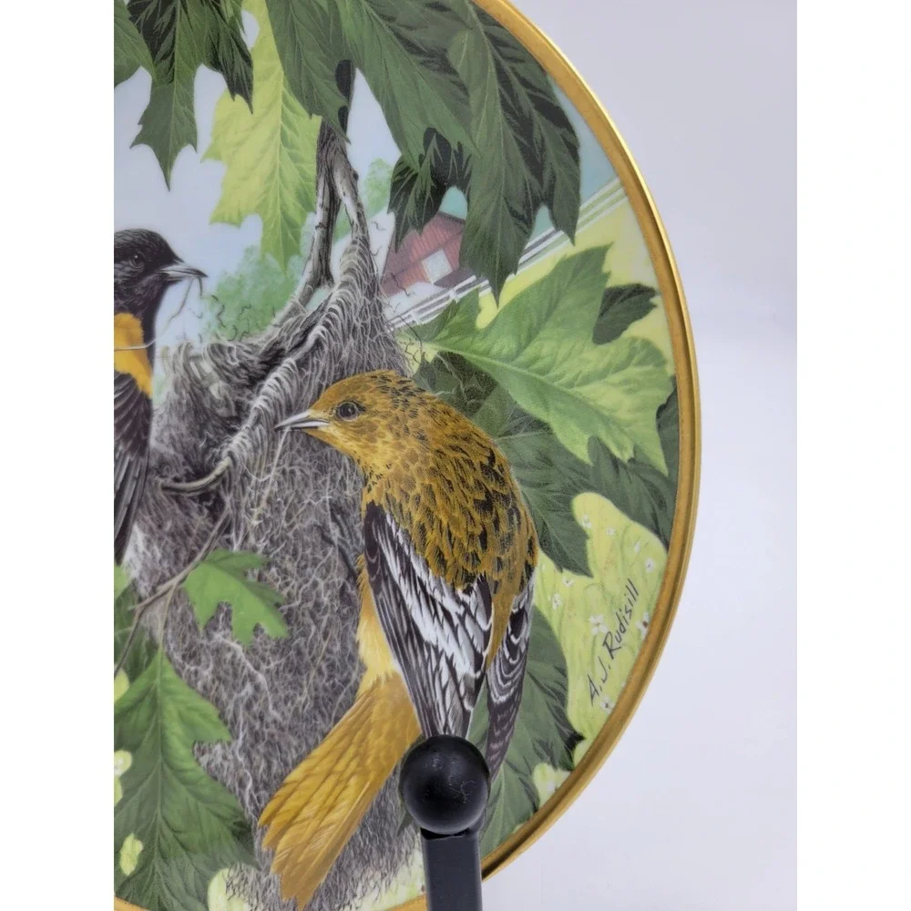 NORTHERN ORIOLE BUILDING THE NEST A. J. Rudisill Plate National  Audubon Society